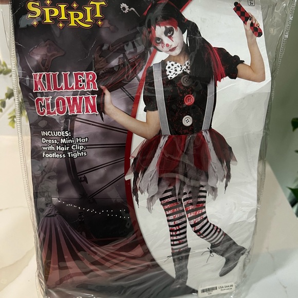 Spirit Halloween Killer Clown Costume Kids Small 4-6 Complete Outfit - Picture 1 of 5